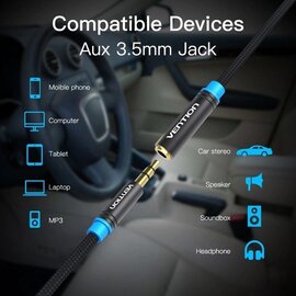 Изображение 4 Аудио кабель Vention Audio 3.5 mm M - 3.5 mm F, 0.5 m, Black - VAB-B06-B050-M