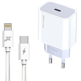 Зображення  Зарядний пристрій Grand-X 1xUSB-C 20W White + кабель Lightning &ndash; CH-770L