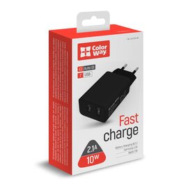 Зображення 5 Зарядний пристрій ColorWay (2USB;2.1A) Black &ndash; CW-CHS015-BK