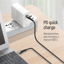 Зображення 5 Кабель ColorWay USB Type-C - USB Type-C PD Fast Charging, 3А, 65W, 2м Grey - CW-CBPDCC039-GR