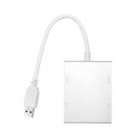 Изображение  Переходник PowerPlant USB 3.0 - HDMI, DVI, VGA, RJ45 Gigabit Ethernet - CA912087