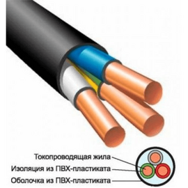 Изображение  Электрический кабель Одескабель ВВГ 3*6.0 (ож), Black, 1м., Сечение кабеля: 6.00