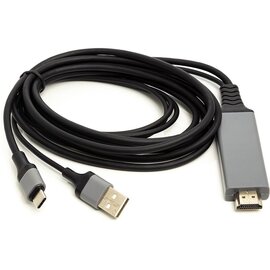 Изображение  Кабель мультимедийный PowerPlant HDMI-USB(AM)/USB Type-C, 1м Black - CA912025