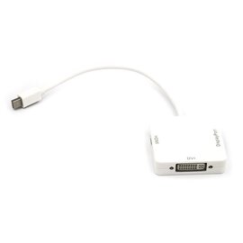 Изображение  Кабель мультимедийный PowerPlant mini DisplayPort (Thunderbolt) - DisplayPort, HDMI, DVI, 0.2 м, White - CA911097