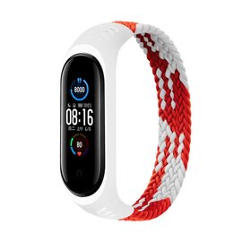 Зображення  Ремінець  BeCover Elastic Nylon Style для Xiaomi Mi Smart Band 5/Mi Smart Band 6 Size S Red/White - 706137