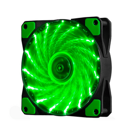 Изображение  Охлаждение для корпуса Voltronic 12025 DC sleeve fan 3pin + 4pin, 15LED, Green - 21115