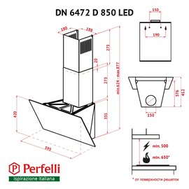 Зображення 2 Витяжка Perfelli DN 6472 D 850 BL LED