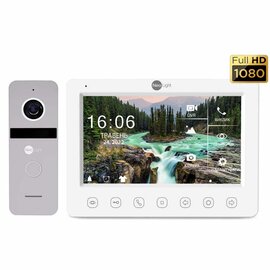 Зображення  Домофонний комплект NeoLight NeoKit FHD PRO Silver сенсорні кнопки, Колір (домофон + панель): білий + сірий