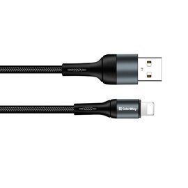 Зображення 2 Кабель ColorWay USB-Lightning, nylon, 2.4А, 1м, Black - CW-CBUL045-BK