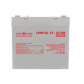 Зображення  Гелевий акумулятор LogicPower LPM-GL 12V 55AH, Ємність (Аг): 55 А&middot;год