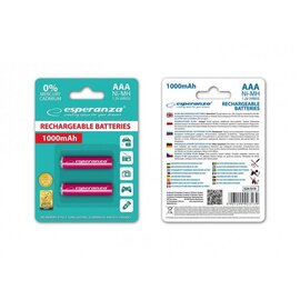 Зображення 2 Акумулятор Esperanza Ni-MH AAA/HR03 1000 mAh BL Red 2шт