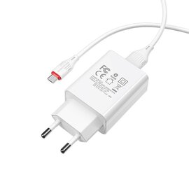 Зображення 2 Зарядний пристрій Borofone BA21A Long journey single port QC3.0 (Micro) White &ndash; BA21AMW