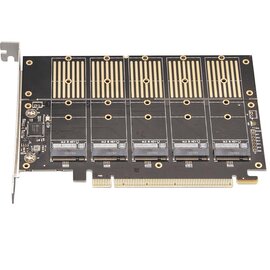 Изображение  Frime PCI-E x16 to 5 x M.2 (B Key), JMB585 – ECF-PCIEtoSSD010