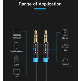Изображение 6 Аудио кабель Vention Audio 3.5 mm M - 3.5 mm M, 1 m, Black - P350AC100-B-M