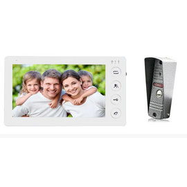 Зображення  Домофонна система Seven DP-7574 Kit White, Колір (домофон + панель): білий + чорний