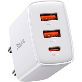 Зображення  Зарядний пристрій Baseus Compact Quick Charger 2U+C 30W EU White &mdash; CCXJ-E02