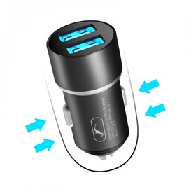Зображення 2 Зарядний пристрій SkyDolphin SZ02 Aluminium (2USB, 2.4A) Black &mdash; AZP-000074
