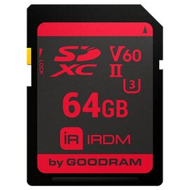 Изображение  Карта памяти Goodram SDXC V60 UHS-II U3 64GB - IR-S6B0-0640R11, Объем памяти: 64 Гб