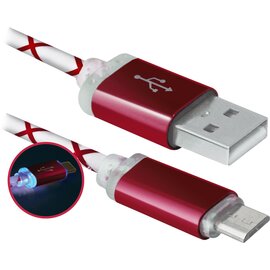 Изображение  Кабель Defender USB AM-micro BM, 1.0 м, Red - 87556