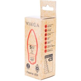 Зображення 4 LED лампочка Vinga VL-C37E27-53L на 50 Вт