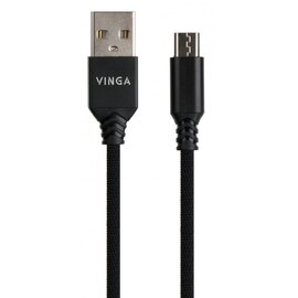 Зображення 2 Кабель Vinga USB 2.0 AM to Micro 5P nylon 1м Black - VCPDCMBN21BK