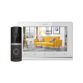 Изображение  Комплект видеодомофона Arny AVD-7123 White/Brown, Цвет (домофон + панель): белый + коричневый