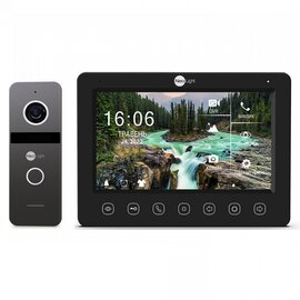 Изображение  Домофонный комплект NeoLight NeoKIT HD WF B/Graphite сенсорные кнопки, Цвет (домофон + панель): черный + графит