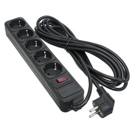 Зображення  Patron SP-1055, 5.0 m3*1mm2, 5 р, Black - EXT-PN-SP-1055 5 розеток