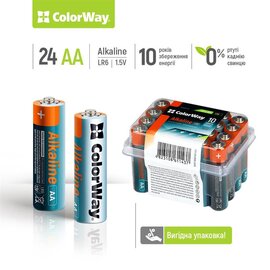 Зображення 2 Батарейка ColorWay Alkaline Power AA/LR06 Plactic Box 24шт