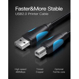 Зображення 2 Vention USB A Male - B Male Print 1 м - VAS-A16-B100