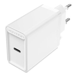 Зображення  Зарядний пристрій Vention USB Type C + QC4.0 White &ndash; FADW0-EU