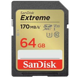 Изображение  Карта памяти SanDisk Extreme V30 SD C10 UHS-I U3 64GB - SDSDXV2-064G-GNCIN