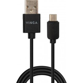 Изображение  Кабель Vinga USB 2.0 AM to Type-C 1.0m 3A 18W PVC black - VCPUSBTC3ABK
