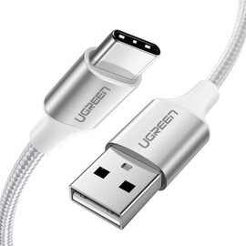 Зображення  Кабель Ugreen USB 2.0 AM to Type-C 1.0m US288 Aluminum Braid White - 60131