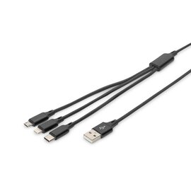 Изображение  Кабель Digitus 3-in-1 Charger Cable - AK-300160-010-S