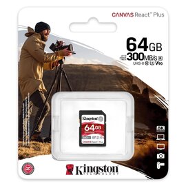 Зображення 3 Карта пам`яті Kingston Canvas React Plus SD Class10 UHS-II U3 64GB - SDR2/64GB