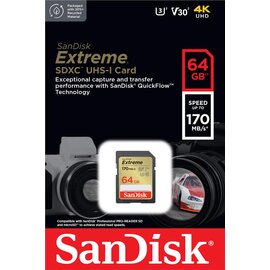 Изображение 4 Карта памяти SanDisk Extreme V30 SD C10 UHS-I U3 64GB - SDSDXV2-064G-GNCIN