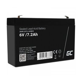 Зображення  Свинцево-кислотний акумулятор Green Cell AGM39, 6V 7.2Ah