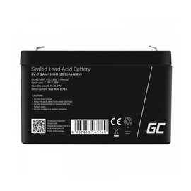 Зображення 2 Свинцево-кислотний акумулятор Green Cell AGM39, 6V 7.2Ah