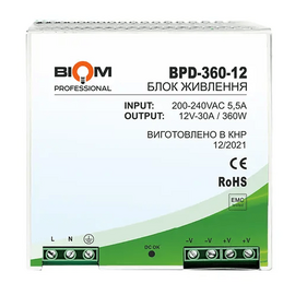 Зображення  Блок живлення для камер Biom BPD-360-12 пластмасовий, Струм (А): 30 А