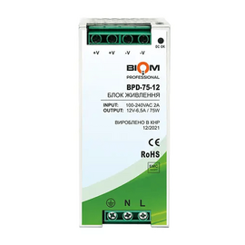 Зображення  Блок живлення для камер Biom BPD-75-12 пластмасовий, Струм (А): 6.5 A
