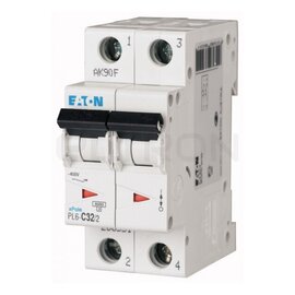 Зображення  Автоматичний вимикач Eaton PL6-C32/2 (2Р) C 32А, Номінальний струм: 32А