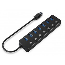 Зображення  USB Hub (хаб) Gembird 7хUSB3.0 Black — UHB-U3P7P-01