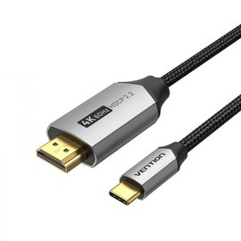 Изображение  Кабель мультимедийный Vention USB Type-C-HDMI, v2.0, 2 m, Grey - CRBBH