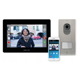 Изображение  Домофонный комплект ВРТ XTS-7 WIFI Black Kit сенсорные кнопки, Цвет (домофон + панель): черный + серый