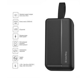 Изображение 3 Универсальная мобильная батарея ColorWay High-power 2 30000mAh Black — CW-PB300LPC2BK-PD