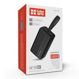 Изображение 5 Универсальная мобильная батарея ColorWay High-power 2 30000mAh Black — CW-PB300LPC2BK-PD