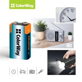 Зображення 3 Батарейка ColorWay Alkaline Power Krona/6LR61 BL 1шт