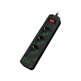 Зображення  Мережевий фільтр Voltronic F23U, 3 р. EU+3 USB+PD, 2 м, Black 3 розеток