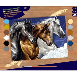 Изображение  Развивающий Sequin Art Painting by numbers Senior Дикие кони - SA1040